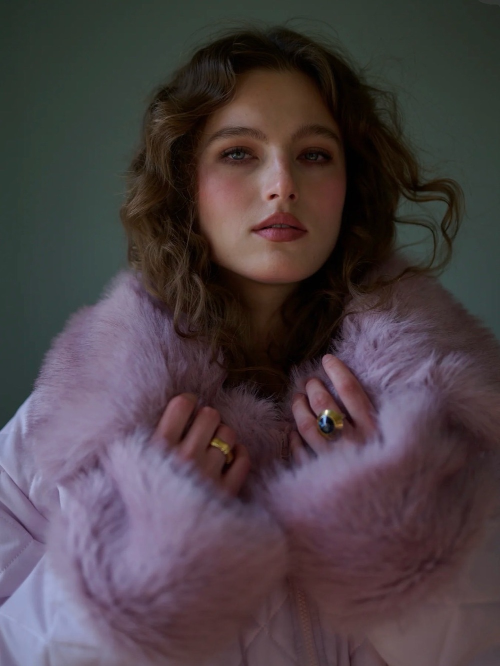 Selkie Baby Pink Cropped Jacket with Faux Fur Trim Size Large NWT - Picture 16 of 16